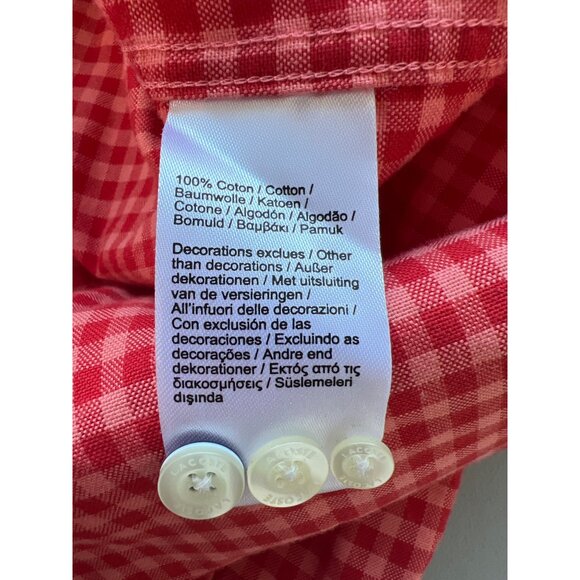 Lacoste Shirt Size Large Regular Fit Button Front Long Sleeve Gingham Cotton Red - Picture 6 of 9